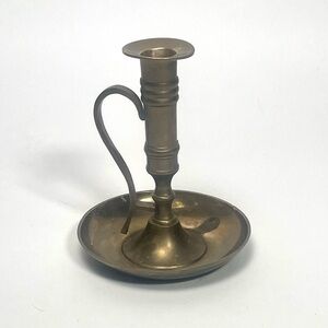 Vintage Brass Jainson Chamberstick Candle Holder 6.5” Victorian Farmhouse India